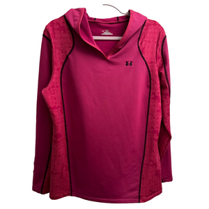 UNDER ARMOUR Pink Black Geometric coldgear Fitted Pullover Hoodie Size XL